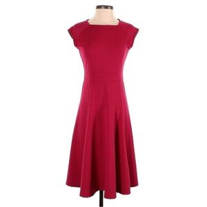 Lands’ End Elegant Fuchsia Pink Ponte Knit Cap Sleeve Midi Dress size M (10-12)